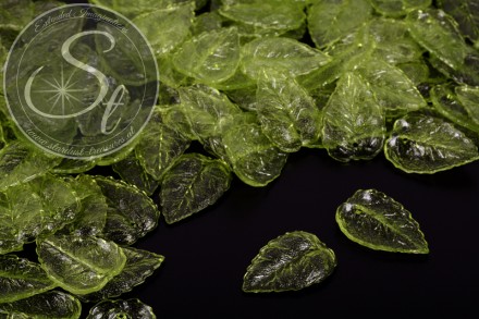 20 Stk. grüne Acryl-Blätter transparent 27mm-31