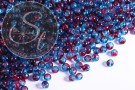 40 Stk. blau/rote Crackle Glas Perlen 4mm-20