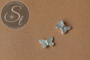5 Stk. silberfarbene Flügel-Perlen aus Metall 15mm-20
