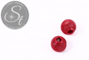4 Stk. rote Metallgitter Perlen ca. 15mm-20