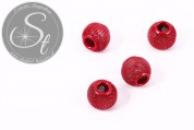 4 Stk. rote Metallgitter Perlen ca. 13mm-20
