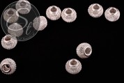 5 Stk. silberfarbene Metallgitter Perlen ca. 12mm-20