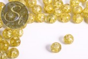 10 Stk. gelbe Crackle Glas Perlen 12mm-20