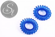 2 Stk. blaue elastische "Telefonkabel" Haarbänder 35-40mm-20