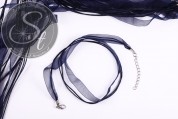 5 Stk. dunkelblaue Organza/Wachsband Halsketten 43cm-20