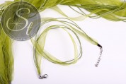 5 Stk. grüne Organza/Wachsband Halsketten 43cm-20