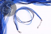 5 Stk. blaue Organza/Wachsband Halsketten 43cm-20