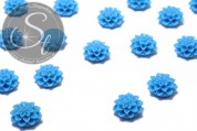 4 Stk. blaue Blumen Cabochons 15mm-20