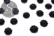 4 Stk. schwarze Blumen Cabochons 15mm-20