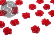 4 Stk. rote Blumen Cabochons 16mm-20