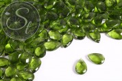 10 Stk. olivgrüne flache tropfenförmige facettierte Glasperlen 18mm-20