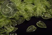 20 Stk. grüne Acryl-Blätter transparent 27mm-20