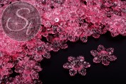 10 Stk. rosa Acryl-Blüten transparent 27,5mm-20