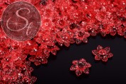20 Stk. rote Acryl-Blüten transparent 19mm-20