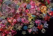 25 Stk. bunt gemischte Acryl-Blüten transparent verschiedene Größen-20