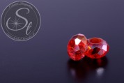 2 Stk. rote facettierte European Glas Perlen ~14-15mm-20