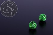 4 Stk. grüne Metallgitter Perlen 10mm-20