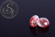 2 Stk. rote facettierte European Glas Perlen ~14mm-20