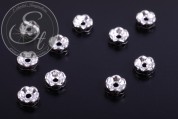 10 Stk. silberfarbene Spacer Perlen mit schwarzen Strasssteinen 6mm-20