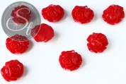 2 Stk. rote Blumen Cabochons 21mm-20