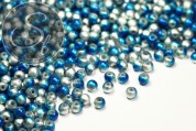 20 Stk. silber/blaue Spray-Painted Drawbench Glas Perlen 4mm-20