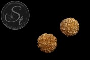 2 Stk. handgemachte goldfarbene Draht-Perlen ~20mm-20