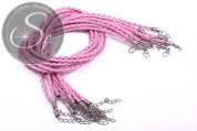 1 Stk. rosa geflochtenes Lederimitat-Collier ~44cm-20