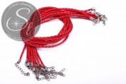 1 Stk. rotes geflochtenes Lederimitat-Collier ~44cm-20