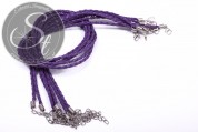 1 Stk. lila geflochtenes Lederimitat-Collier ~44cm-20