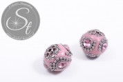 2 Stk. handgemachte rosa indonesische Perlen ~20mm-20