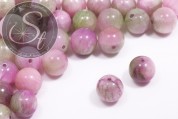 5 Stk. rosa/grüne Weiß-Jade Perlen 12mm-20