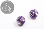 2 Stk. handgemachte lila indonesische Perlen ~20mm-20