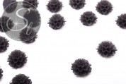 2 Stk. schwarze Blumen Cabochons frosted 20mm-20