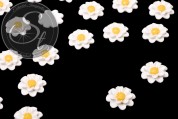 4 Stk. weiße Blumen Cabochons 18mm-20