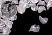 2 Stk. weiße irisierende Blatt-Lampwork Perlen 31mm-20