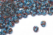 5 Stk. verschiedenfarbige mit Strasssteinen beklebte Perlen 12mm-20