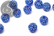 2 Stk. blaue mit Strasssteinen beklebte Perlen 16mm-20