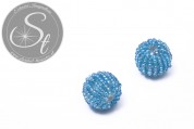 2 Stk. mit blauen Glas Seed Beads handumwobene Perlen 18mm-20