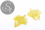 2 Stk. gelbe Acryl-Blätter Pendants transparent 48mm-20