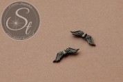 5 Stk. bronzefarbene Flügel-Perlen aus Metall 22mm-20