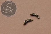 6 Stk. bronzefarbene Flügel-Perlen aus Metall 16mm-20