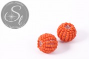 2 Stk. mit orangen Glas Seed Beads handumwobene Perlen 18mm-20