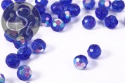 10 Stk. blaue runde facettierte Electroplate Glasperlen 10mm-20