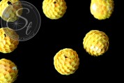 2 Stk. mit gelben irisierenden Pailletten handumwobene Perlen ~22mm-20