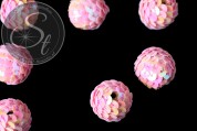2 Stk. mit rosafarbenen irisierenden Pailletten handumwobene Perlen ~22mm-20